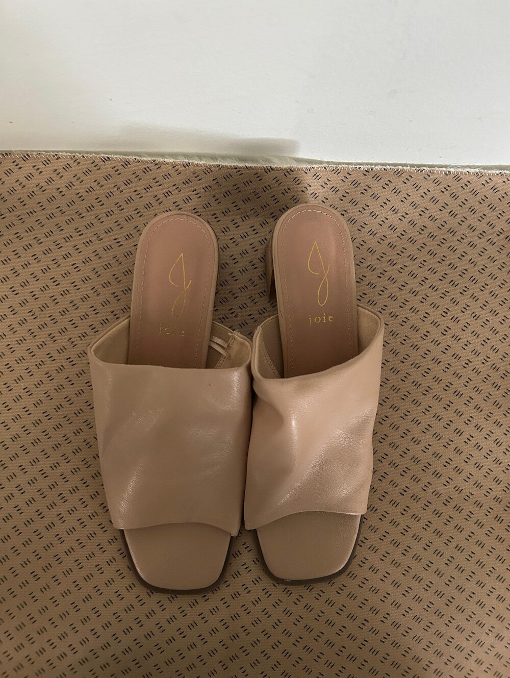 Joie Blush-Tone Leather Slide Mules